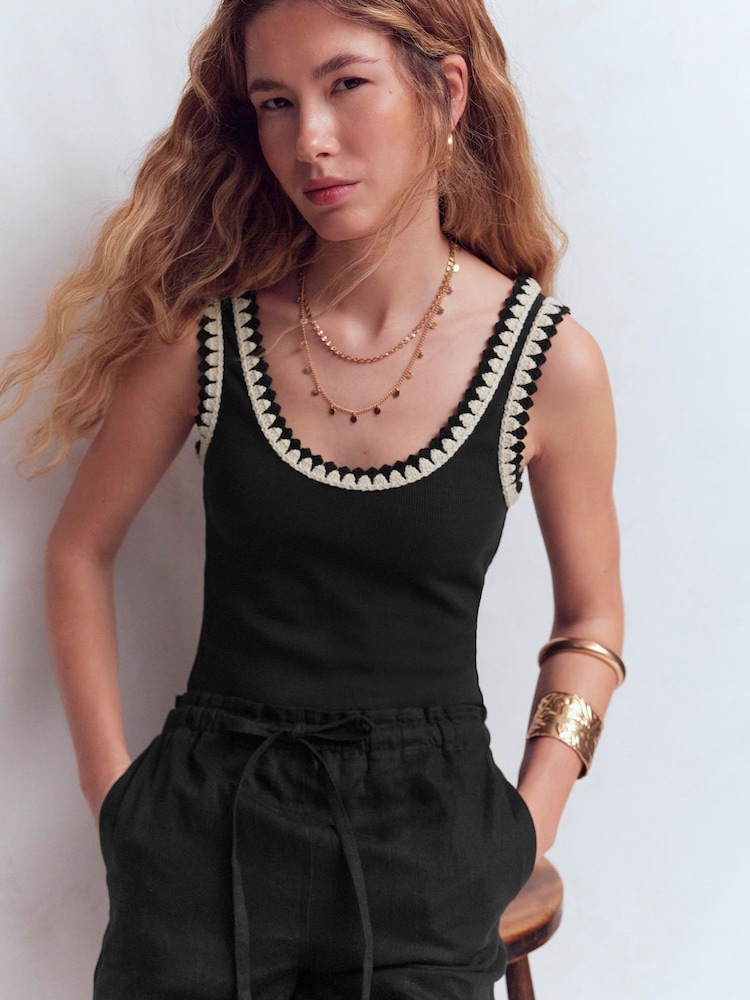 Boden Black Maddie Trim Detail Vest - Image 1 of 6