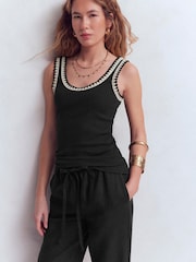 Boden Black Maddie Trim Detail Vest - Image 5 of 6