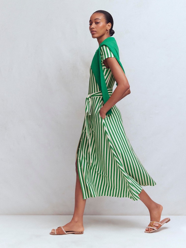 boden green and white dress Boden Women's Tamsin Jersey Midi Dress in Green