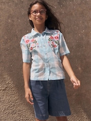 Boden Blue Long Denim Short - Image 1 of 5