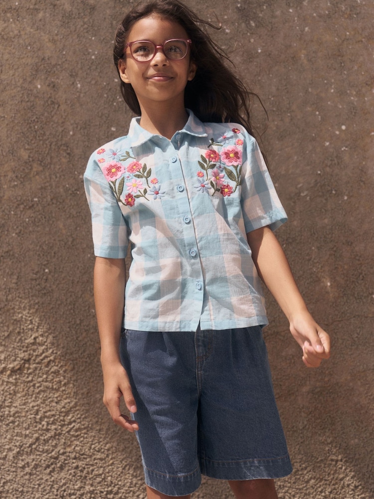 Boden Blue Long Denim Short - Image 1 of 5