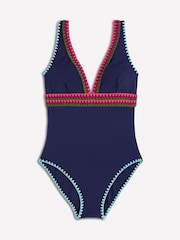 Boden Blue Porto V-Neck Swimsuit - Image 1 of 2