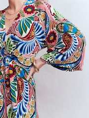 Boden Multi Enchanted Paisley Nell Kimono Midi Jersey Dress - Image 2 of 6