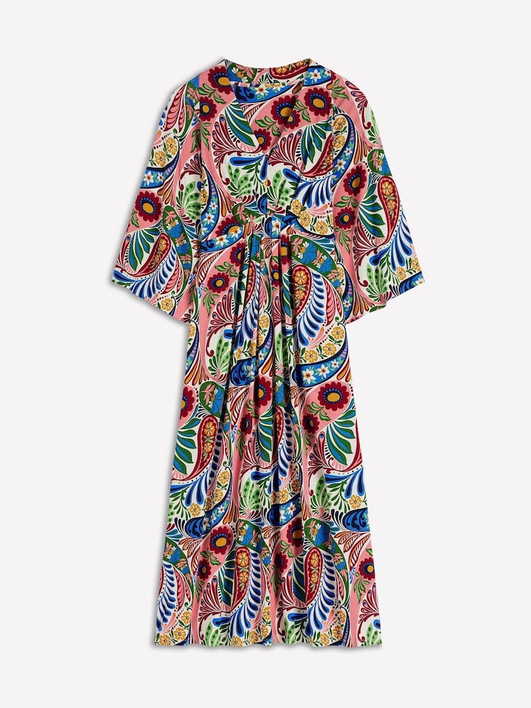 Boden Multi Enchanted Paisley Nell Kimono Midi Jersey Dress - Image 6 of 6
