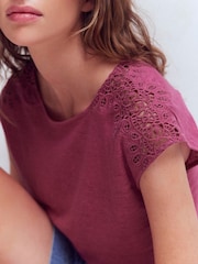 Boden Pink Tara Cutwork Linen T-Shirt - Image 2 of 5