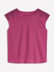 Boden Pink Tara Cutwork Linen T-Shirt - Image 5 of 5