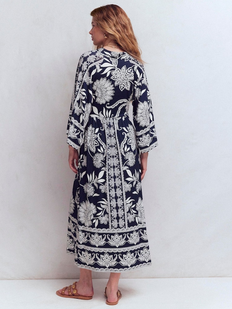 Buy Boden Navy Elegant Blossom Nell Kimono Midi Jersey Dress from Next USA