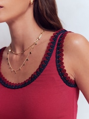 Boden Red Maddie Trim Detail Vest - Image 2 of 7