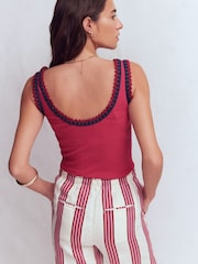 Boden Red Maddie Trim Detail Vest - Image 3 of 7