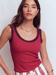 Boden Red Maddie Trim Detail Vest - Image 5 of 7
