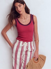 Boden Red Maddie Trim Detail Vest - Image 6 of 7