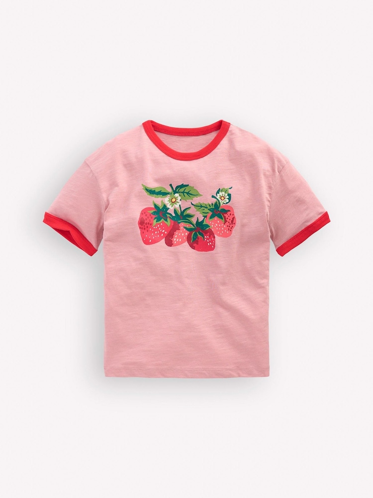 Boden Pink Printed Ringer T-shirt - Image 1 of 3 Boden Pink Printed Ringer T-shirt - Image 1 of 3