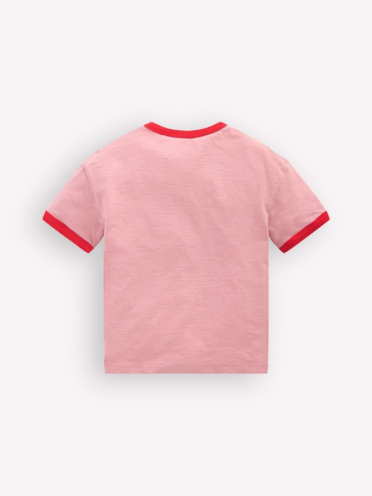 Boden Pink Printed Ringer T-shirt - Image 2 of 3 Boden Pink Printed Ringer T-shirt - Image 2 of 3