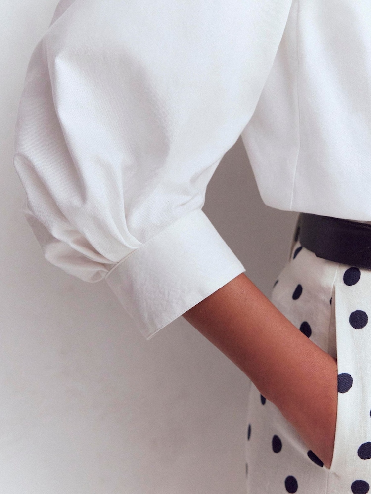 Boden White Puff Sleeve Oxford Shirt - Image 2 of 6