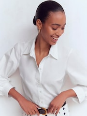 Boden White Puff Sleeve Oxford Shirt - Image 5 of 6