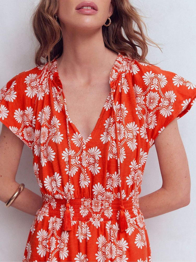 Boden Blood Orange Tala Tiered Jersey Maxi Dress - Image 2 of 7