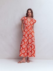 Boden Blood Orange Tala Tiered Jersey Maxi Dress - Image 4 of 7
