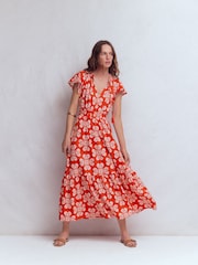 Boden Blood Orange Tala Tiered Jersey Maxi Dress - Image 6 of 7
