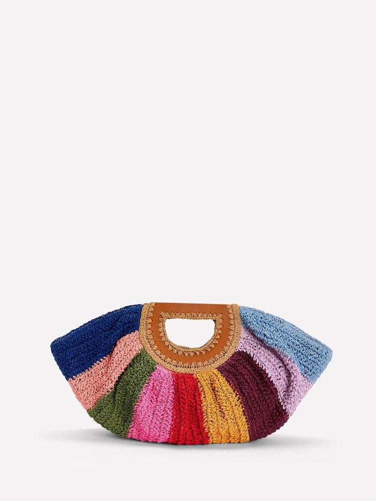 Boden Blue Raffia Moon Clutch - Image 1 of 4
