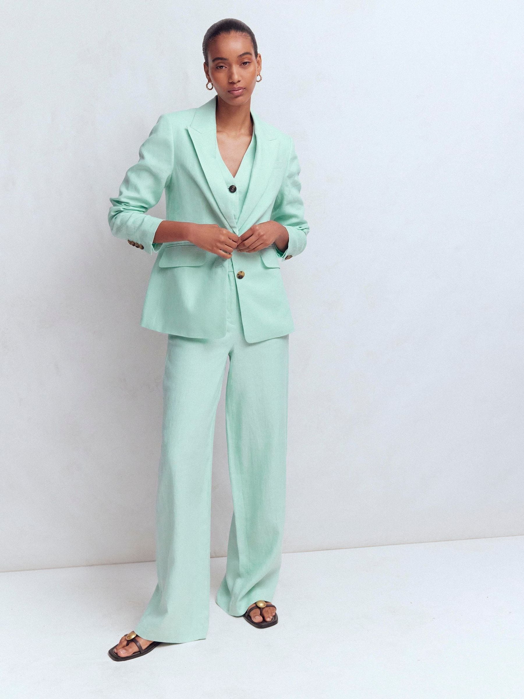 Buy Boden Turquoise Stamford Linen Blazer from Next USA