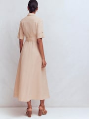 Boden Cream Ora Linen Blend Shirt Dress - Image 3 of 8