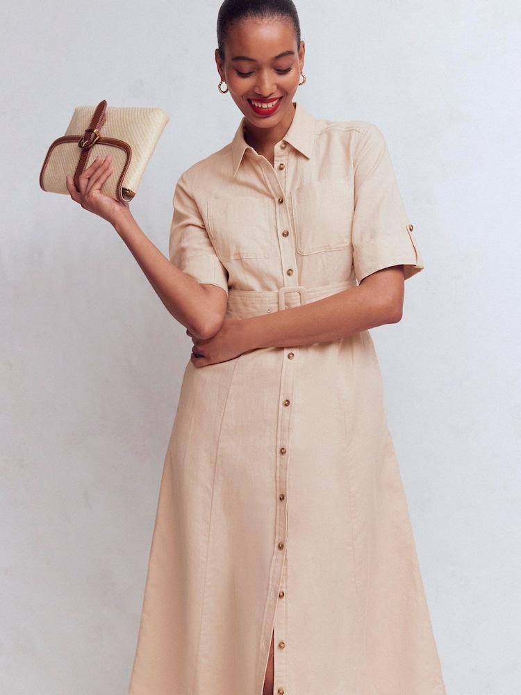 Buy Boden Cream Ora Linen Blend Shirt Dress from Next USA