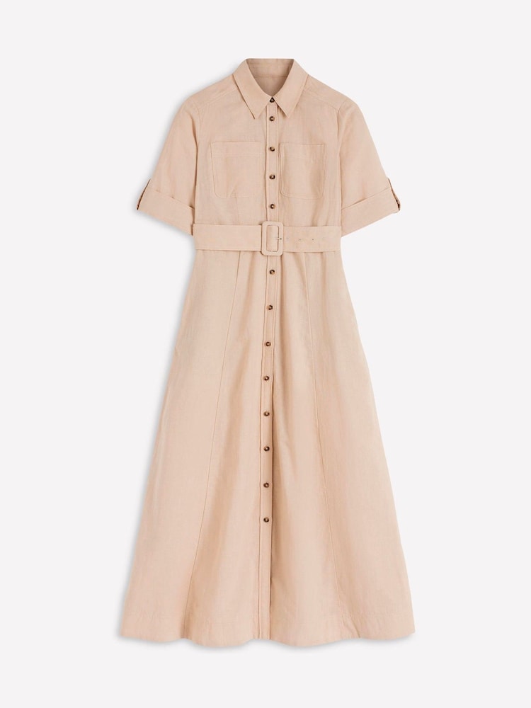 Boden Cream Ora Linen Blend Shirt Dress - Image 8 of 8