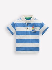 Boden Blue Relaxed Appliqué Polo Shirt - Image 1 of 3