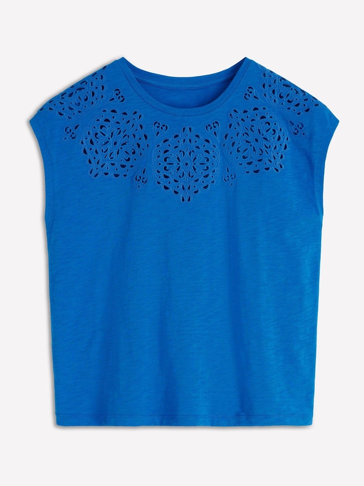 Boden Blue Willow Broderie T-Shirt - Image 1 of 1