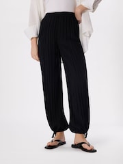 Whistles Black Relaxed Tie Hem Trousers - Image 1 of 5
