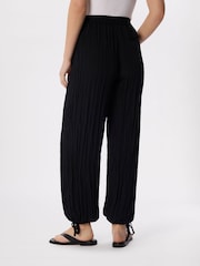 Whistles Black Relaxed Tie Hem Trousers - Image 2 of 5