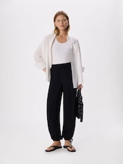 Whistles Black Relaxed Tie Hem Trousers - Image 3 of 5