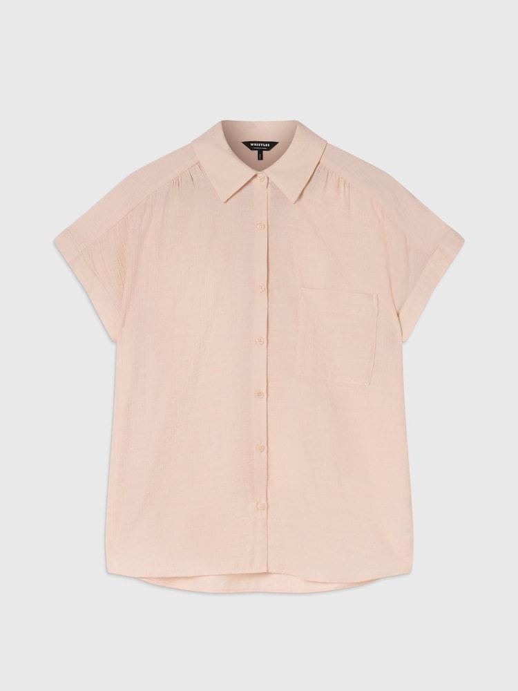 Whistles Pink Nicola Textured Shirt - Image 5 of 5