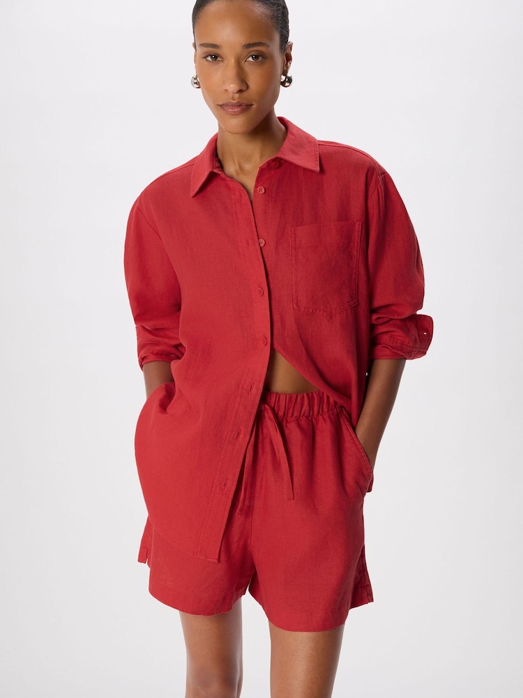 Whistles Red Ultimate Linen Shirt - Image 1 of 5