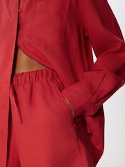 Whistles Red Ultimate Linen Shirt - Image 4 of 5