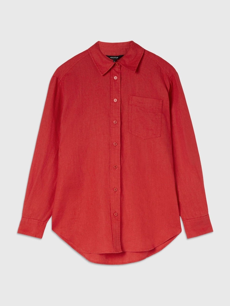 Whistles Red Ultimate Linen Shirt - Image 5 of 5
