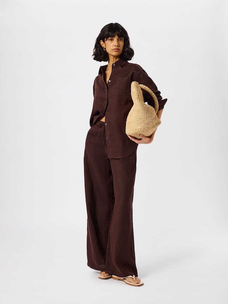 Whistles Brown Ultimate Linen Shirt - Image 2 of 4