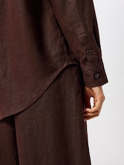 Whistles Brown Ultimate Linen Shirt - Image 3 of 4
