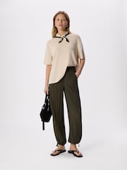 Whistles Green Relaxed Tie Hem Trousers - Image 3 of 5