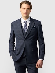 Ted Baker Tailoring Blue Textured Check Jacket - Image 1 of 5