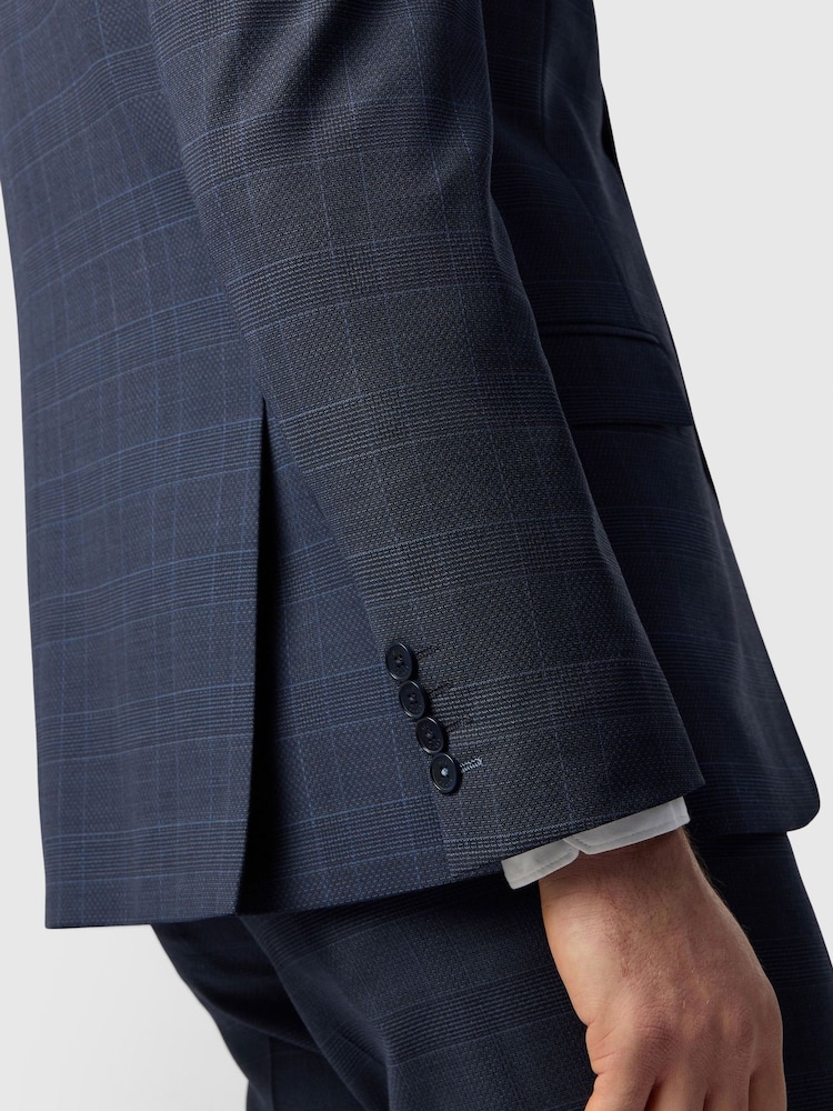 Ted Baker Tailoring Blue Textured Check Jacket - Image 5 of 5