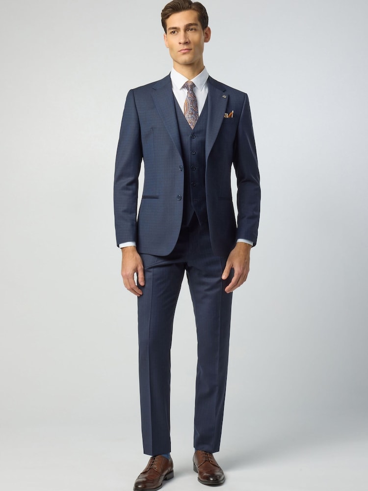 Ted Baker Tailoring Blue Grid Texture Jacket - Image 2 of 5