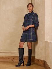 Love & Roses Blue Check Chiffon Tie Neck Mini Dress - Image 4 of 4