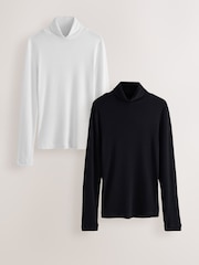 Monochrome Roll Neck Long Sleeve Tops 2 Pack - Image 1 of 5