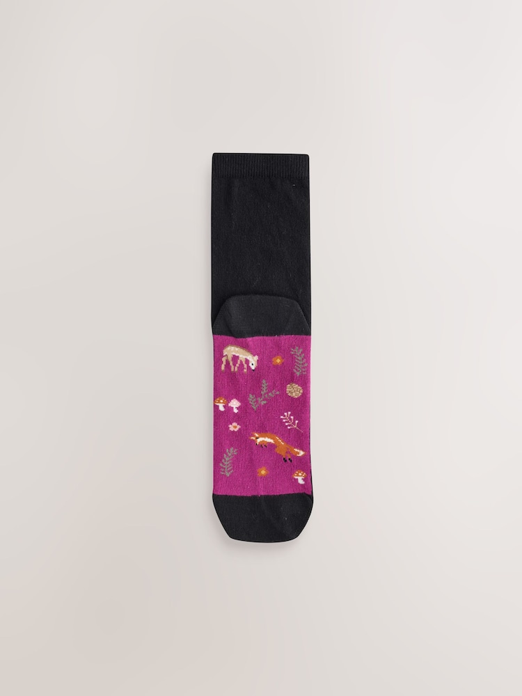 Autumn Animals Footbed Ankle Socks 5 Pack - Image 2 of 8