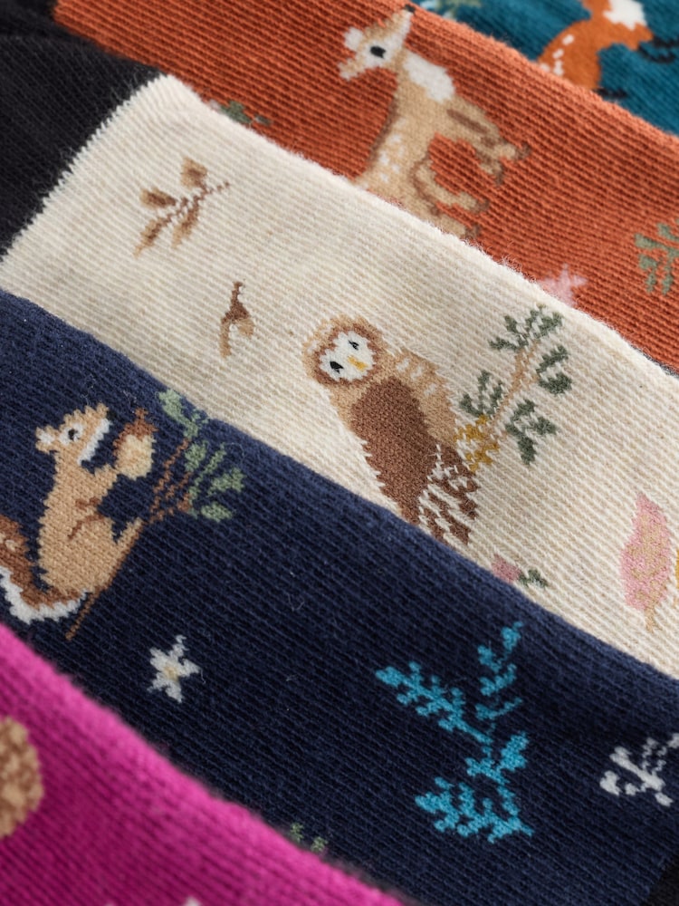 Autumn Animals Footbed Ankle Socks 5 Pack - Image 8 of 8