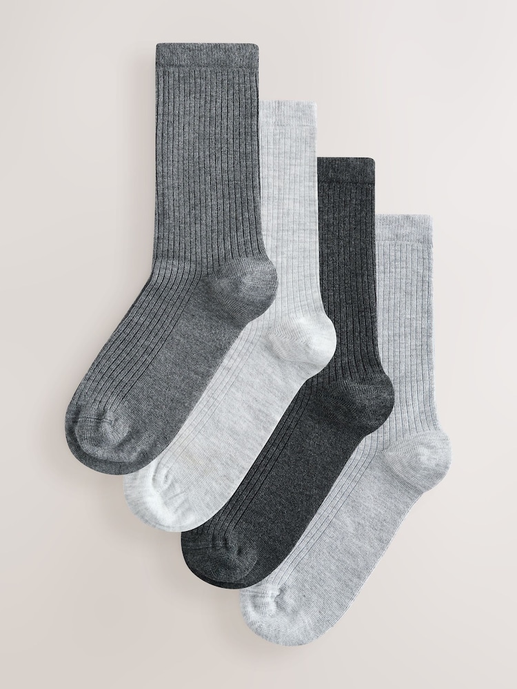 Grey Marl - Supermyke ribbede ankelsokker 4 pakke - Bilde 1 av 7 Grey Marl - Supermyke ribbede ankelsokker 4 pakke - Bilde 1 av 7