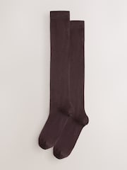 Chocolate Brown Modal Blend Knee High Socks 2 Pack - Image 1 of 5