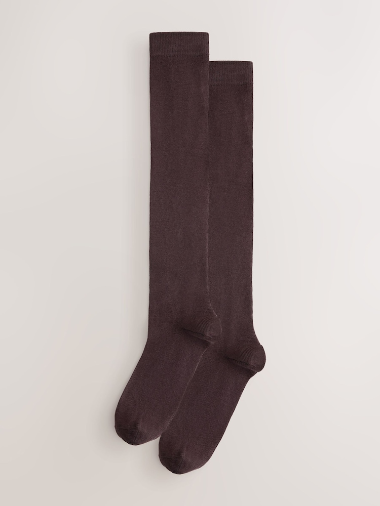 Chocolate Brown Modal Blend Knee High Socks 2 Pack - Image 1 of 5 Chocolate Brown Modal Blend Knee High Socks 2 Pack - Image 1 of 5