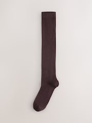 Chocolate Brown Modal Blend Knee High Socks 2 Pack - Image 2 of 5